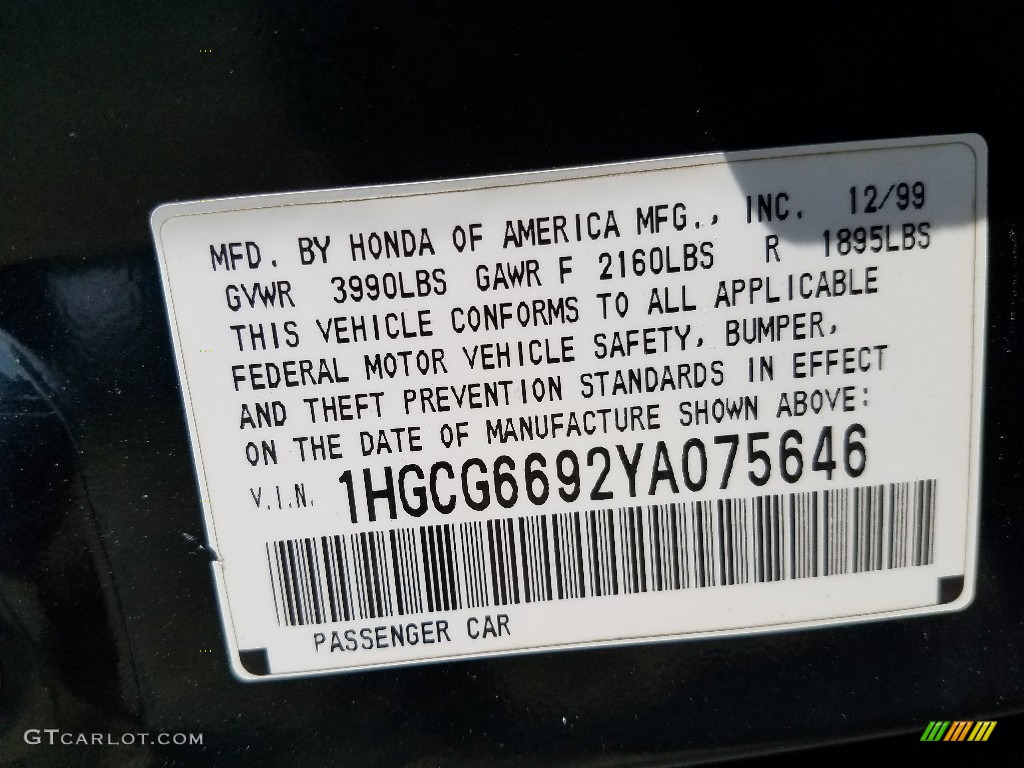 2000 Accord SE Sedan - Dark Emerald Pearl / Ivory photo #13