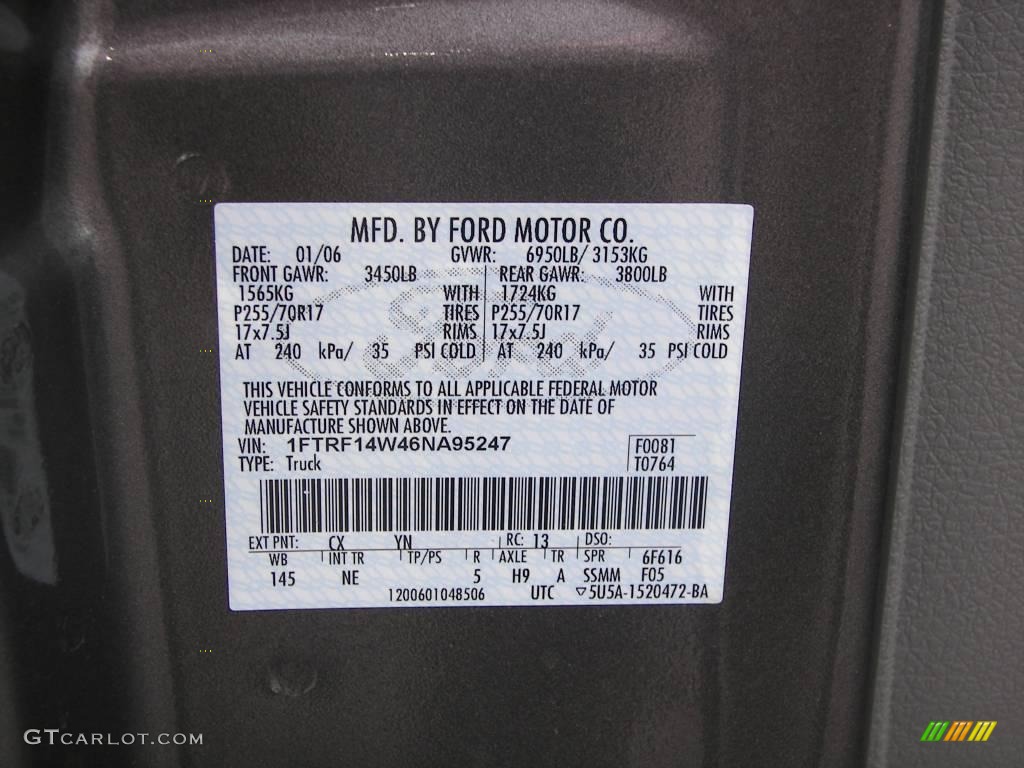 2006 F150 XLT Regular Cab 4x4 - Dark Shadow Grey Metallic / Medium/Dark Flint photo #15