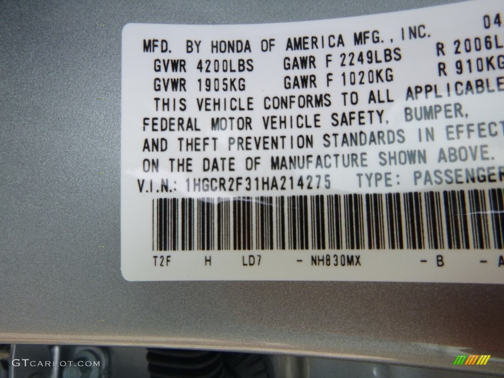 2017 Accord LX Sedan - Lunar Silver Metallic / Gray photo #12