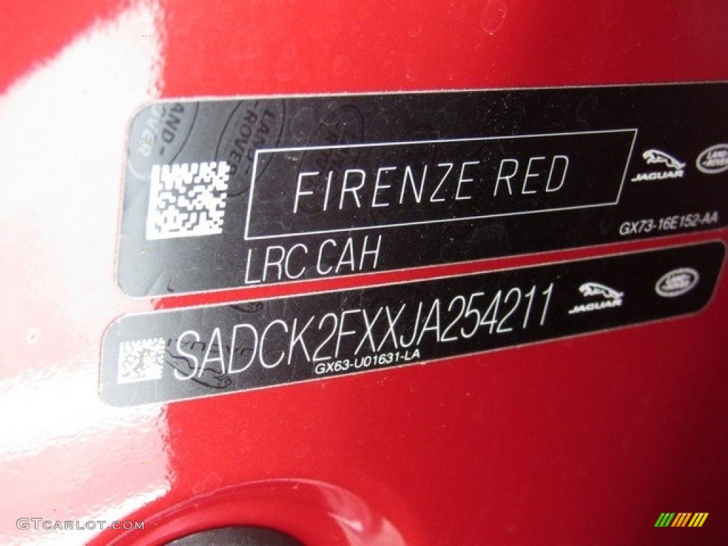 2018 F-PACE Color Code CAH for Firenze Red Metallic Photo #121746778