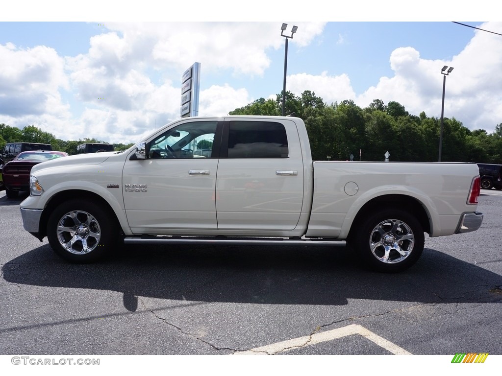 2017 1500 Laramie Crew Cab 4x4 - Pearl White / Canyon Brown/Light Frost Beige photo #4