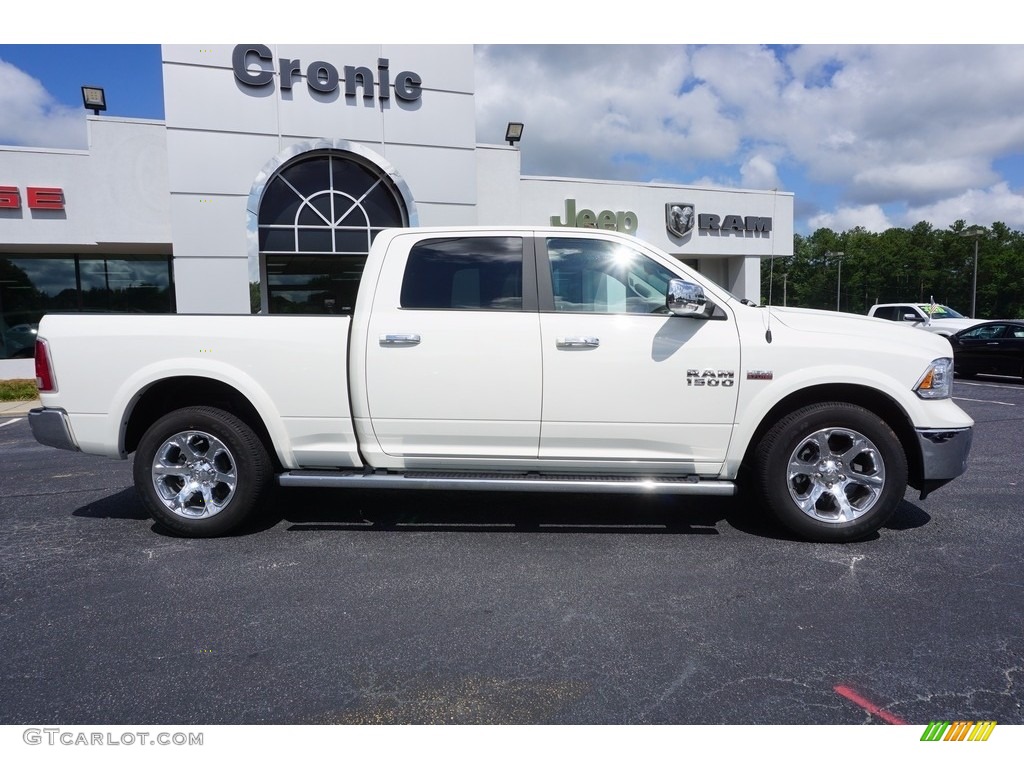 2017 1500 Laramie Crew Cab 4x4 - Pearl White / Canyon Brown/Light Frost Beige photo #8