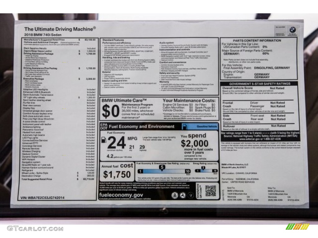 2018 7 Series 740i Sedan - Black Sapphire Metallic / Zagora Beige photo #10
