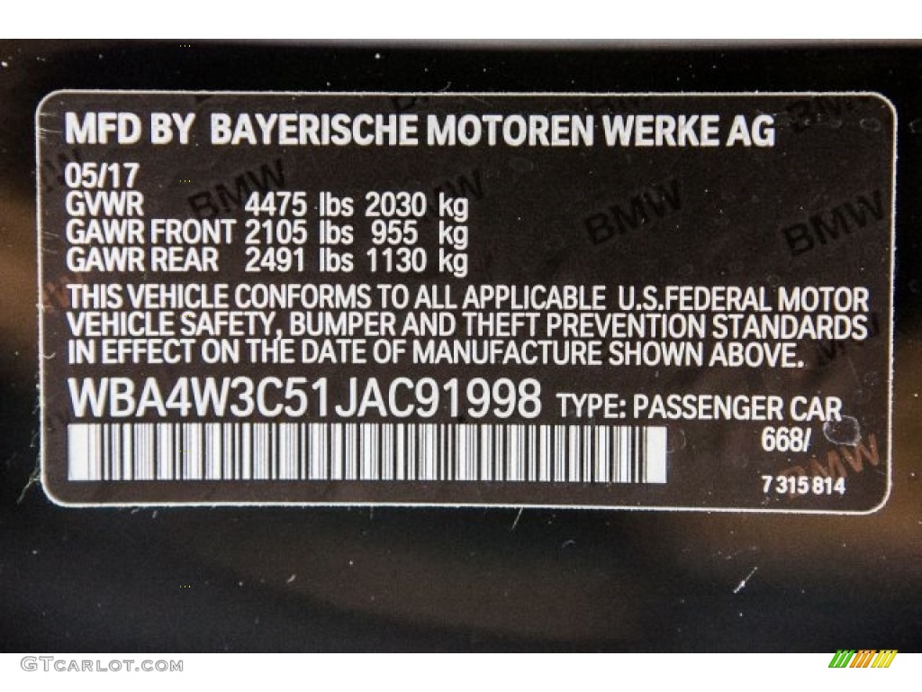 2018 4 Series Color Code 668 for Jet Black Photo #121766517