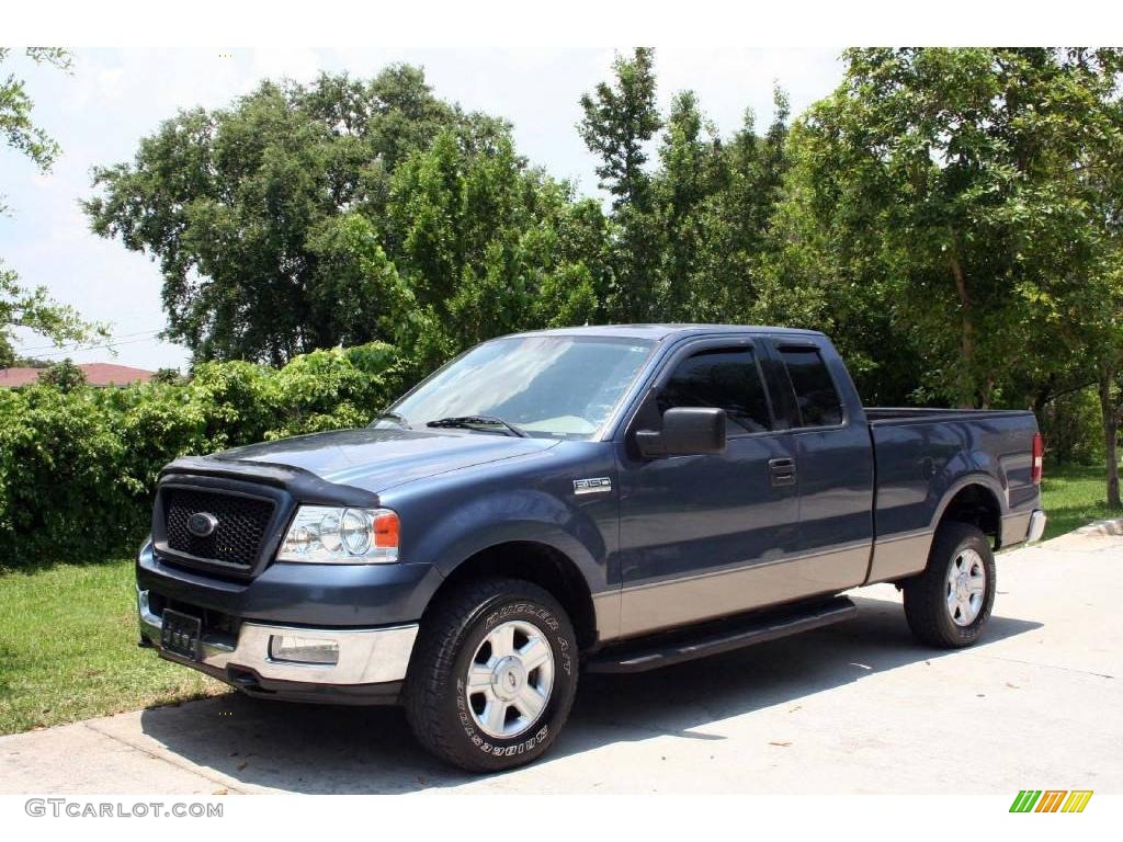 2004 F150 XLT SuperCab 4x4 - Medium Wedgewood Blue Metallic / Tan photo #2