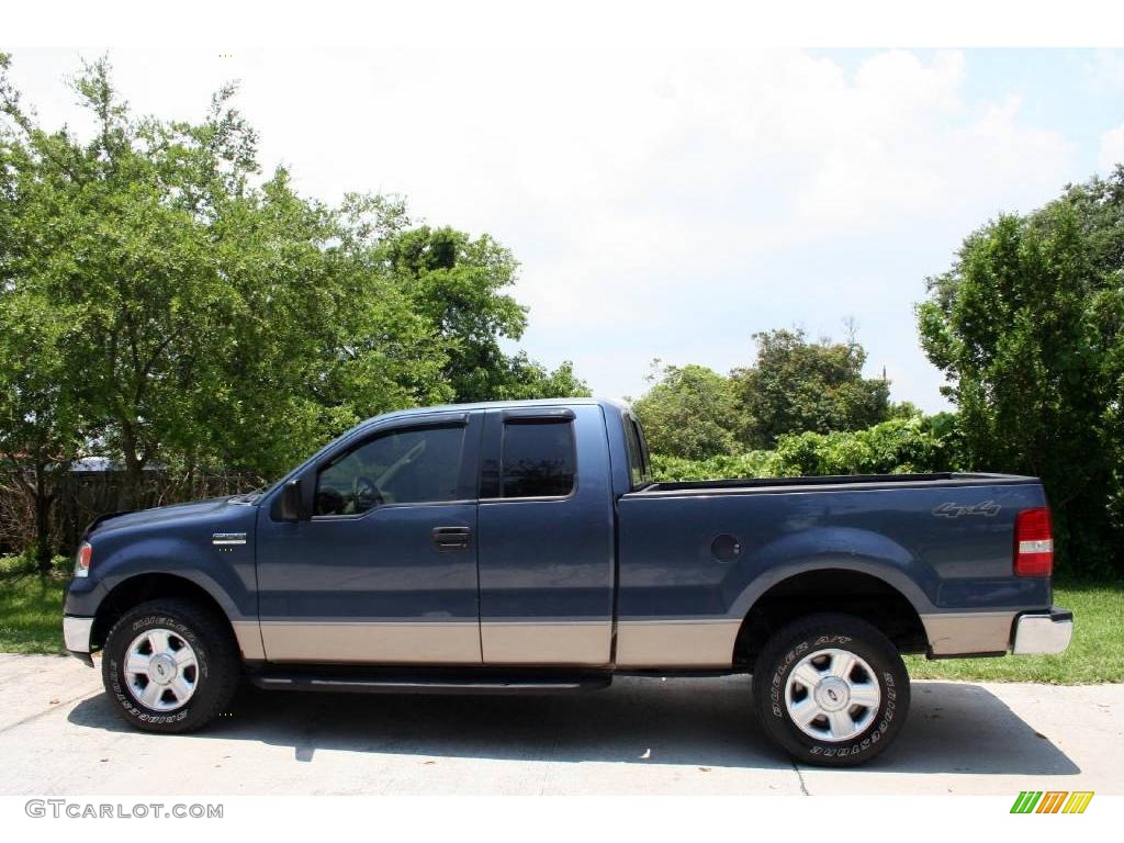 2004 F150 XLT SuperCab 4x4 - Medium Wedgewood Blue Metallic / Tan photo #5