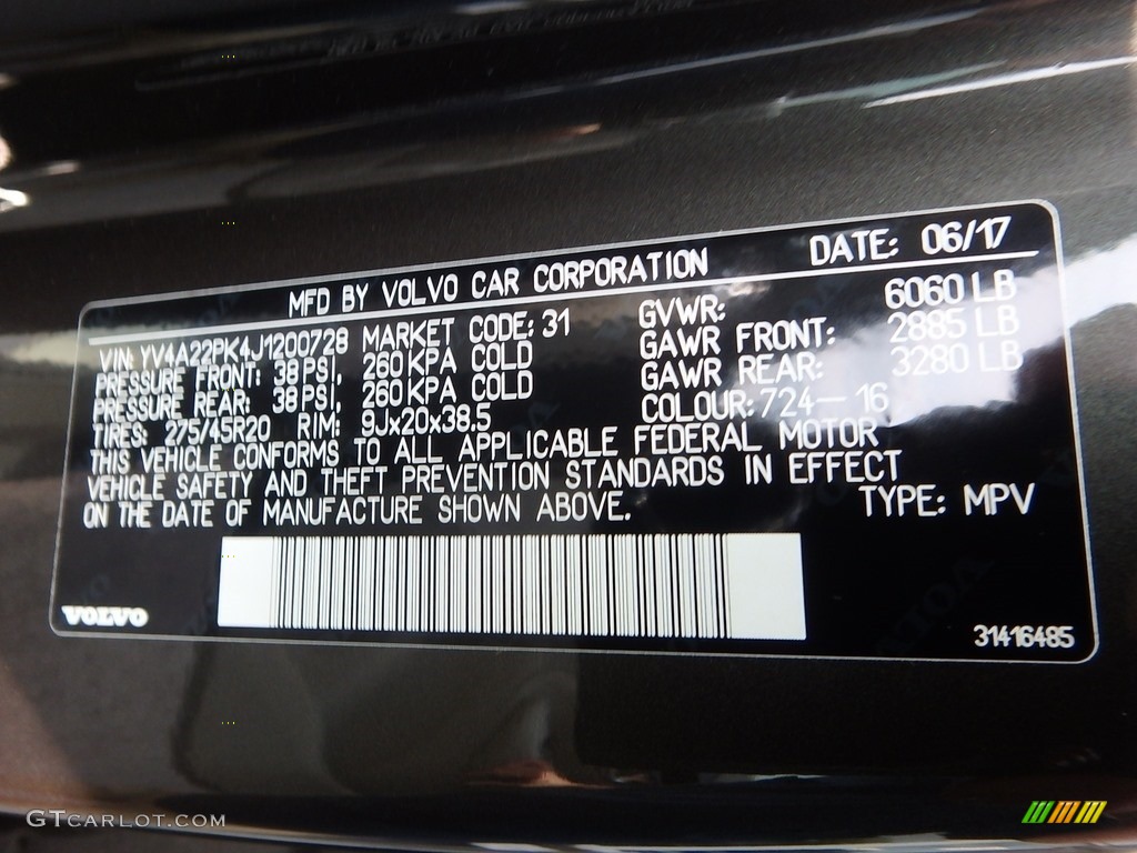 2018 XC90 T6 AWD Momentum - Pine Grey Metallic / Blonde photo #13