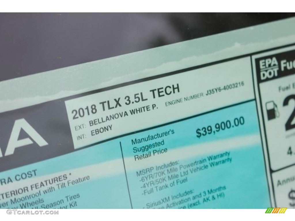 2018 Acura TLX V6 Technology Sedan Window Sticker Photo #121786697