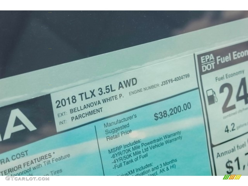 2018 Acura TLX V6 SH-AWD Sedan Window Sticker Photos