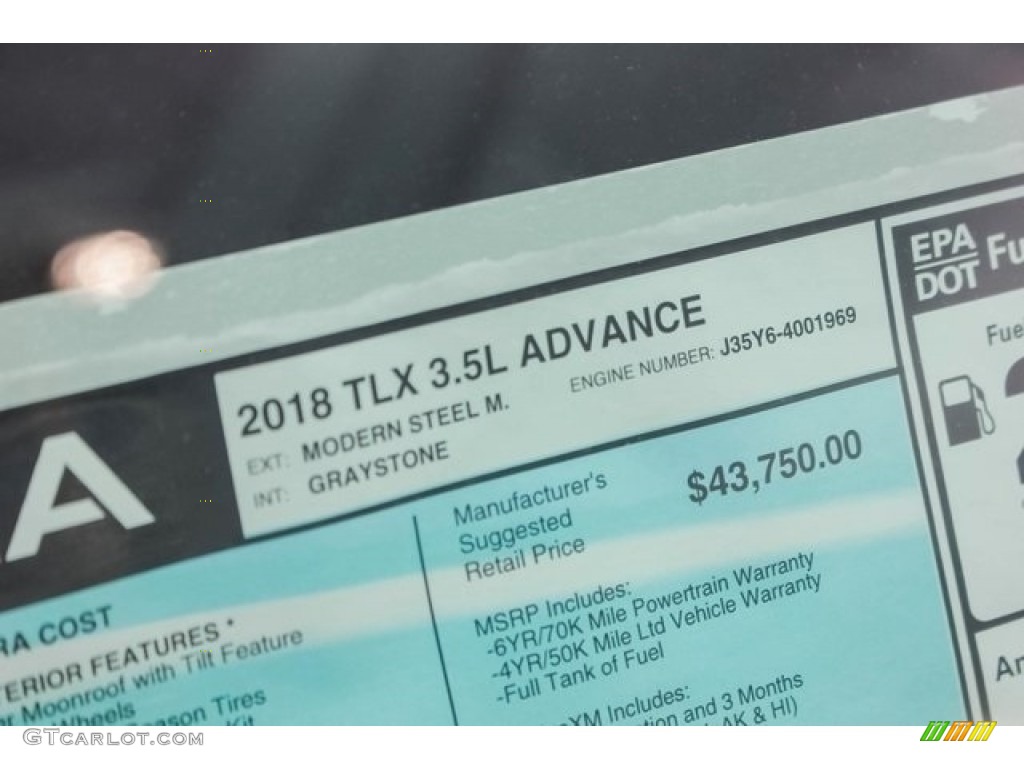 2018 Acura TLX V6 Advance Sedan Window Sticker Photos