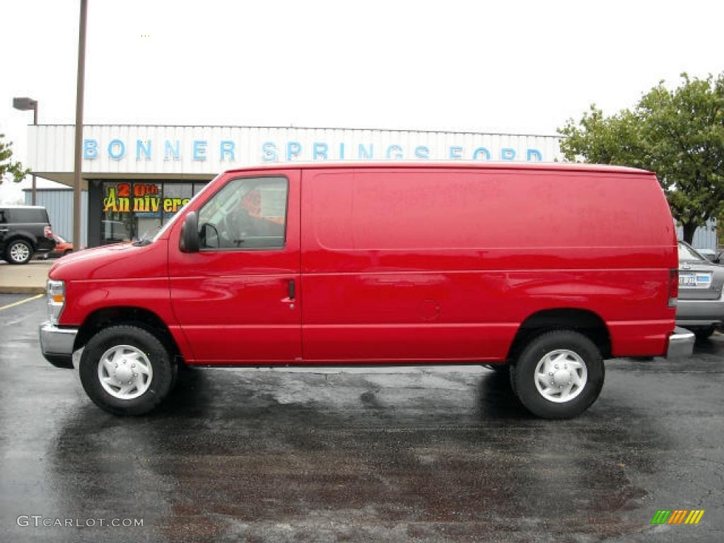 2008 E Series Van E250 Super Duty Cargo - Vermillion Red / Medium Flint photo #1