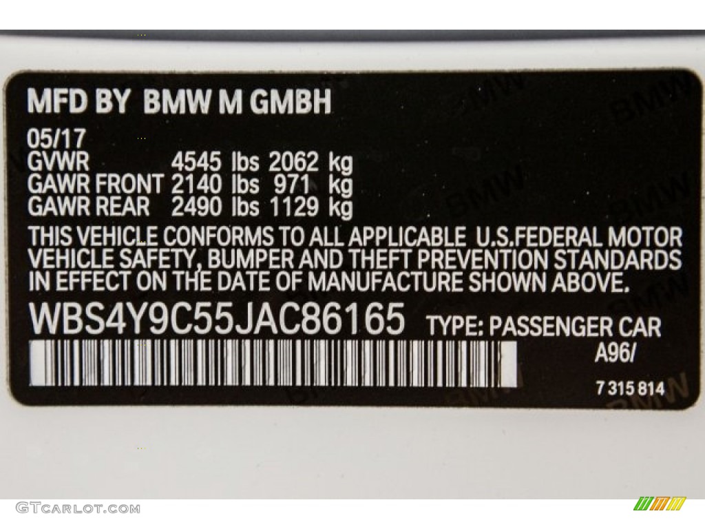 2018 M4 Color Code A96 for Mineral White Metallic Photo #121797483