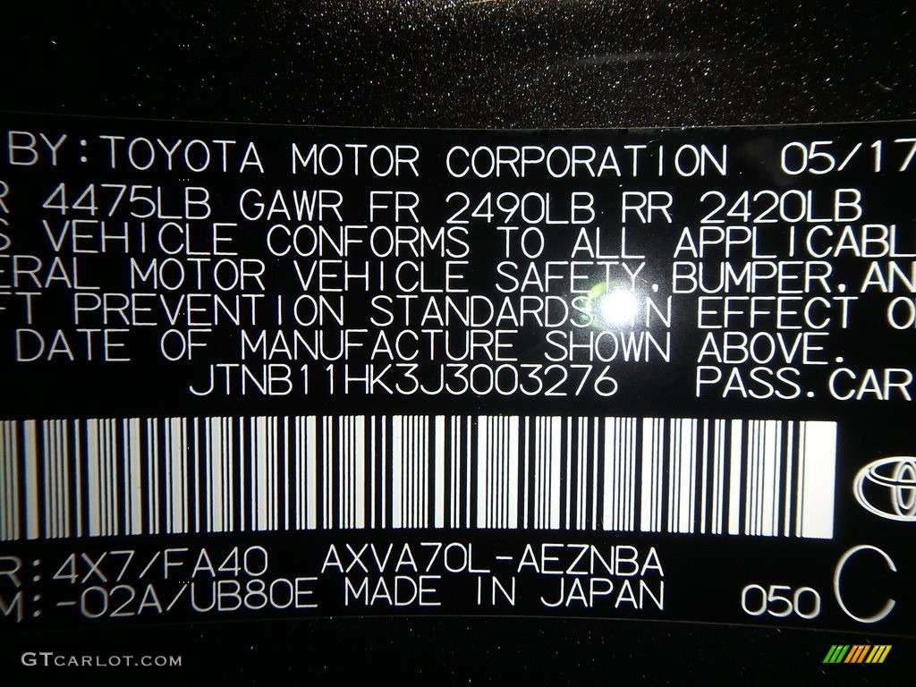 2018 Camry Color Code 4X7 for Brownstone Photo #121812769