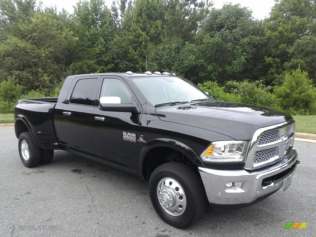 2017 3500 Laramie Mega Cab 4x4 Dual Rear Wheel - Brilliant Black Crystal Pearl / Canyon Brown/Light Frost Beige photo #4