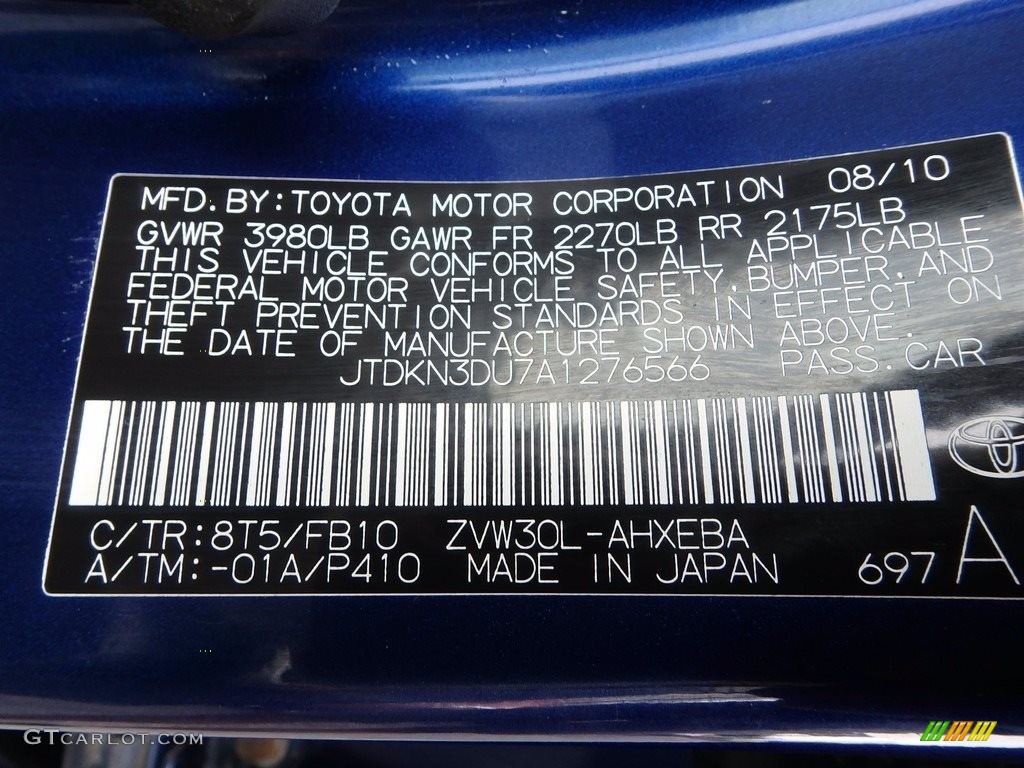 2010 Prius Hybrid II - Blue Ribbon Metallic / Misty Gray photo #27