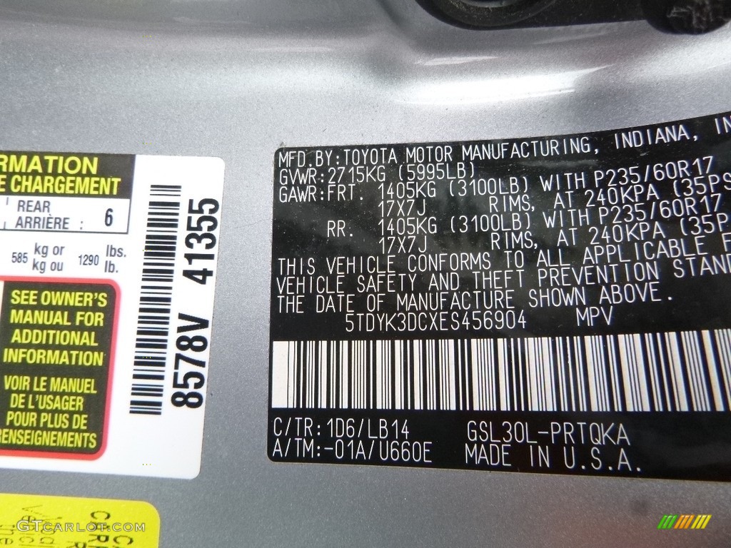 2014 Sienna XLE - Silver Sky Metallic / Light Gray photo #16