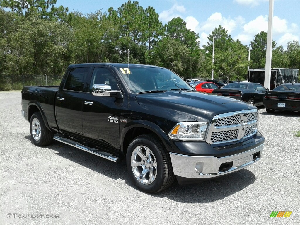 Brilliant Black Crystal Pearl 2017 Ram 1500 Laramie Crew Cab Exterior Photo #121854863