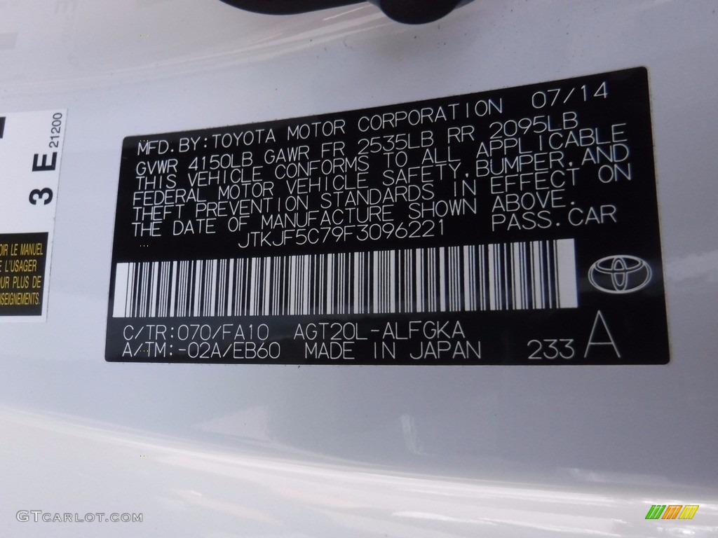 2015 Scion tC Standard tC Model Color Code Photos