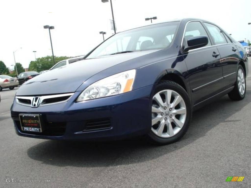 2007 Accord EX-L V6 Sedan - Royal Blue Pearl / Gray photo #1