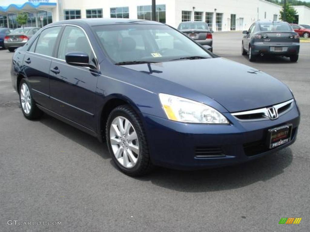 2007 Accord EX-L V6 Sedan - Royal Blue Pearl / Gray photo #7