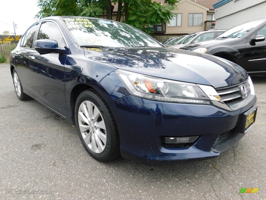 2014 Accord EX-L Sedan - Obsidian Blue Pearl / Gray photo #3