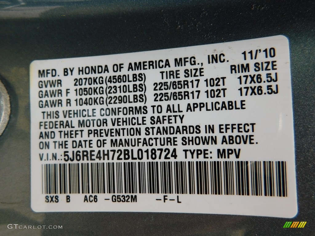 2011 CR-V EX-L 4WD - Opal Sage Metallic / Ivory photo #10