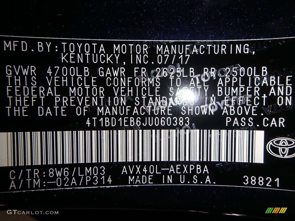 2018 Avalon Color Code 8W6 for Parisian Night Pearl Photo #121874341