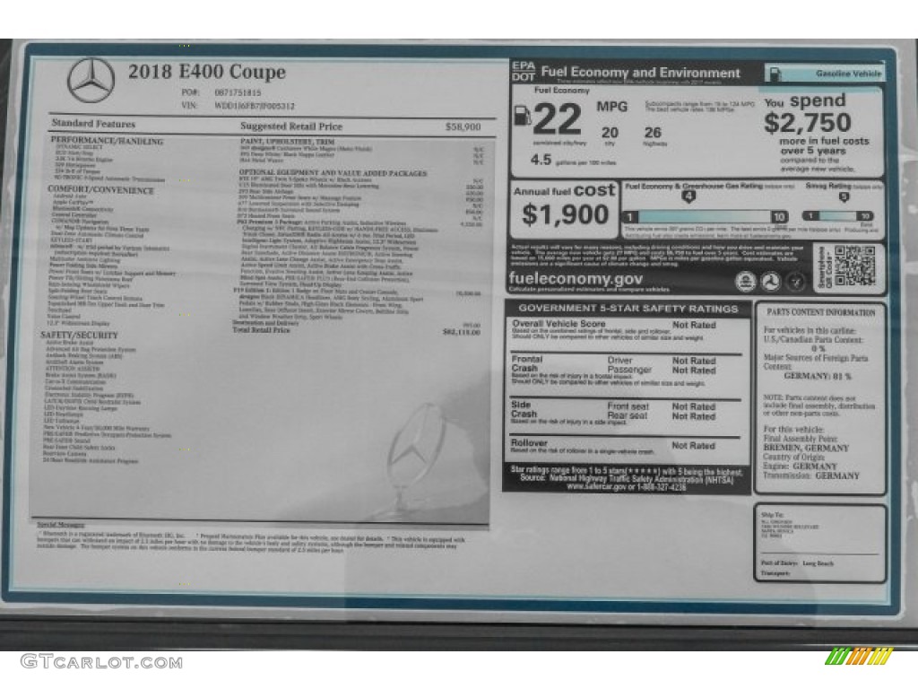 2018 E 400 Coupe - designo Cashmere White Magno (Matte) / Edition 1/Deep White and Black Two Tone photo #13