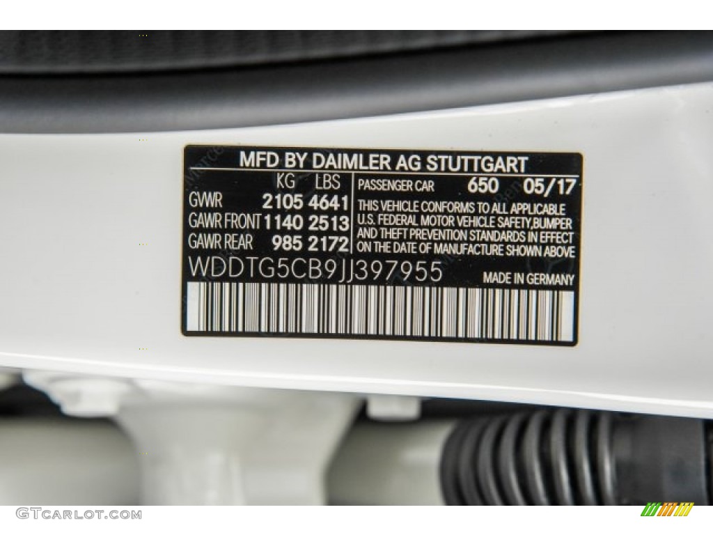 2018 GLA Color Code 650 for Cirrus White Photo #121900585