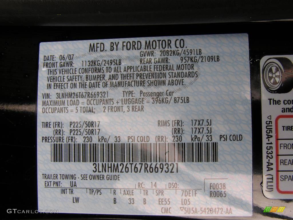 2007 MKZ Sedan - Black / Dark Charcoal photo #14