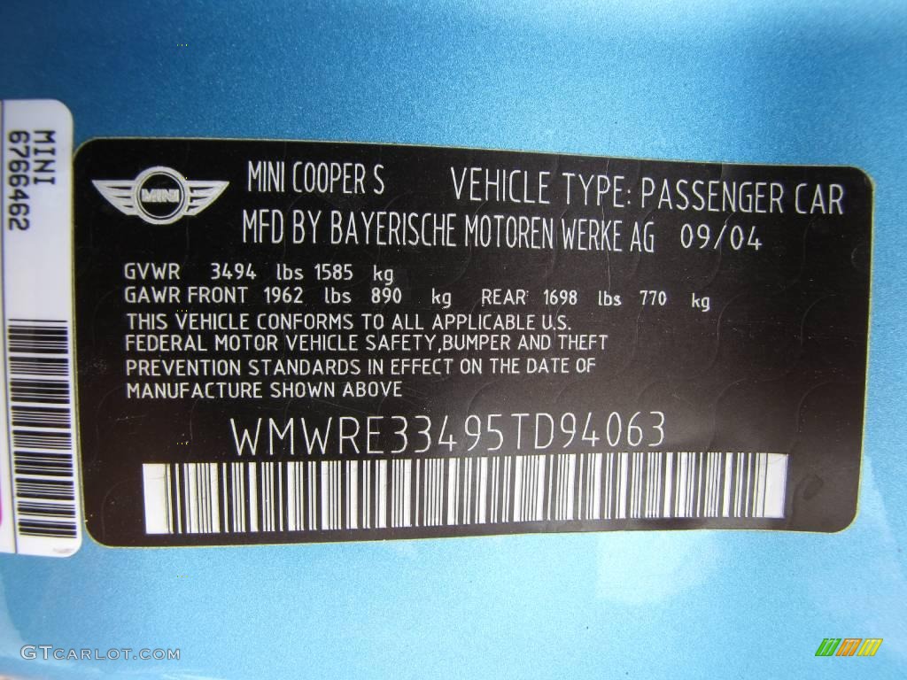 2005 Cooper S Hardtop - Electric Blue Metallic / Space Grey/Panther Black photo #32