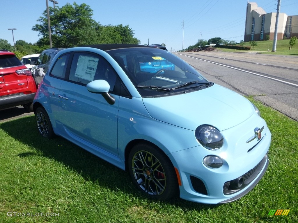 2017 500c Abarth - Celeste Blu (Retro Light Blue) / Nero (Black) photo #7