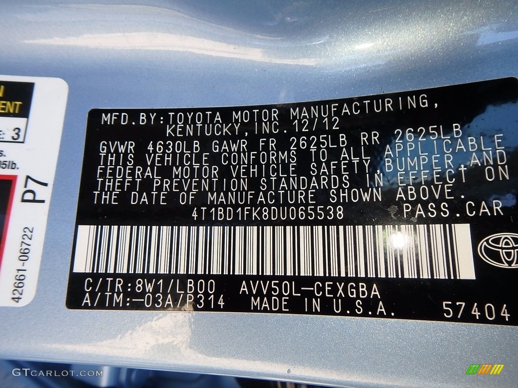 2013 Camry Hybrid XLE - Clearwater Blue Metallic / Ivory photo #11