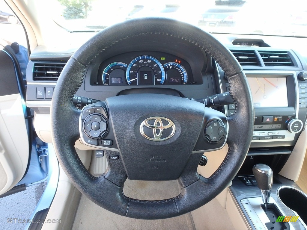 2013 Camry Hybrid XLE - Clearwater Blue Metallic / Ivory photo #15