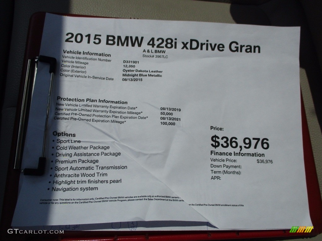 2015 4 Series 428i xDrive Gran Coupe - Midnight Blue Metallic / Oyster/Black photo #10