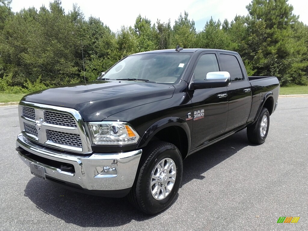 2017 3500 Laramie Crew Cab 4x4 - Brilliant Black Crystal Pearl / Canyon Brown/Light Frost Beige photo #2