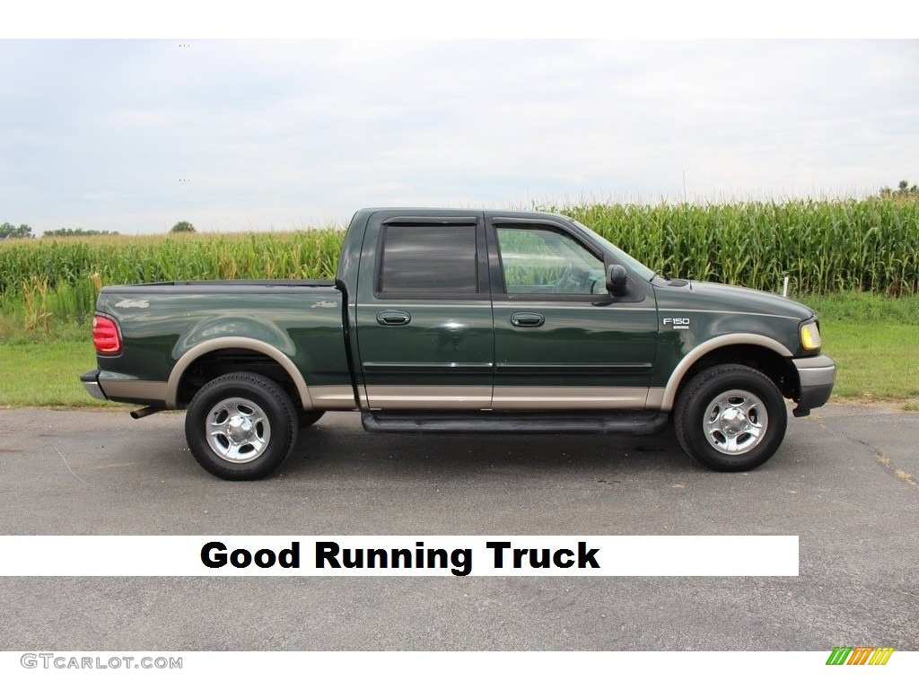 2003 F150 Lariat SuperCrew 4x4 - Dark Highland Green Metallic / Medium Parchment Beige photo #2