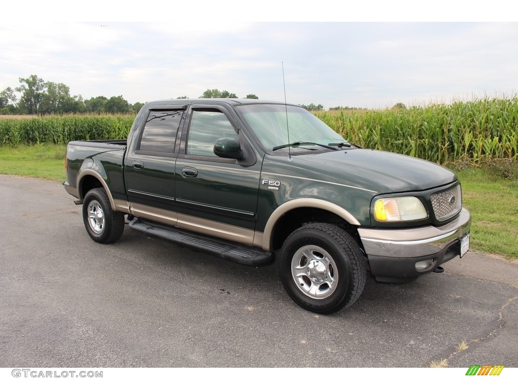 2003 F150 Lariat SuperCrew 4x4 - Dark Highland Green Metallic / Medium Parchment Beige photo #3