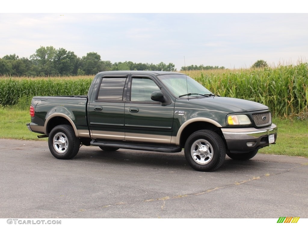 2003 F150 Lariat SuperCrew 4x4 - Dark Highland Green Metallic / Medium Parchment Beige photo #30