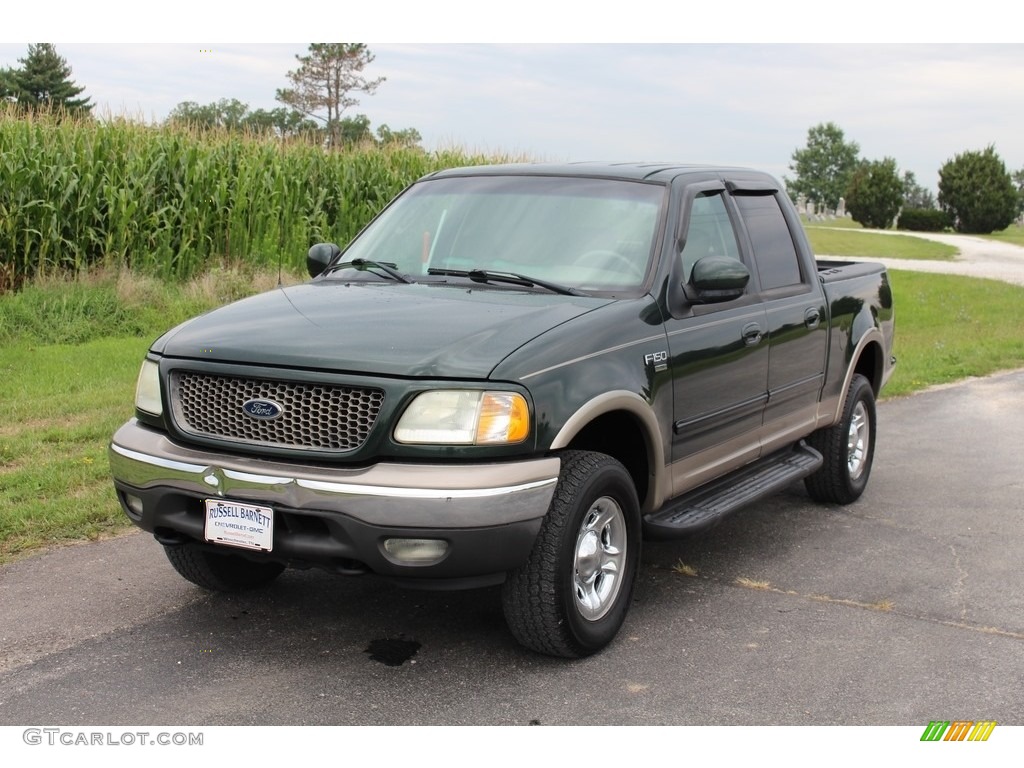 2003 F150 Lariat SuperCrew 4x4 - Dark Highland Green Metallic / Medium Parchment Beige photo #32