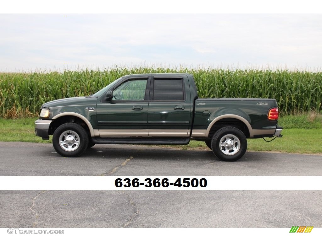 2003 F150 Lariat SuperCrew 4x4 - Dark Highland Green Metallic / Medium Parchment Beige photo #34