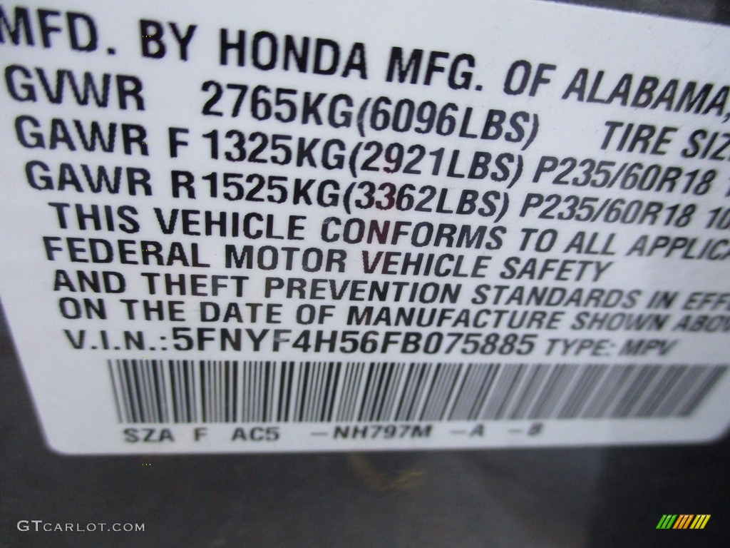 2015 Pilot EX-L 4WD - Modern Steel Metallic / Black photo #9