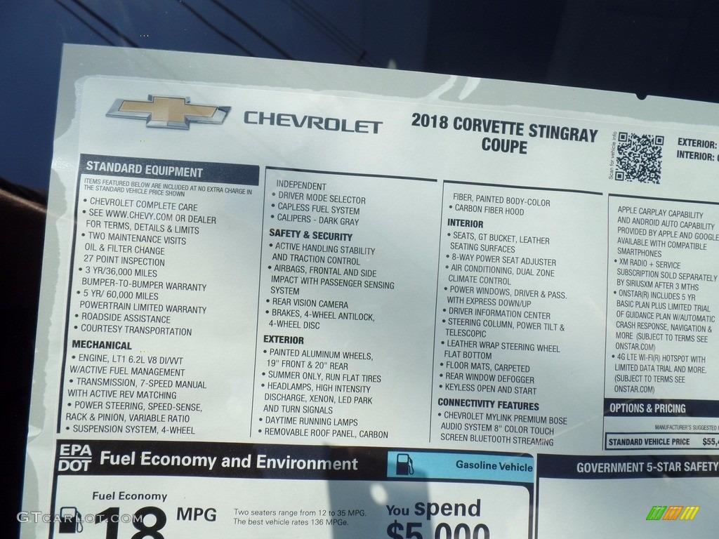 2018 Corvette Stingray Coupe - Black Rose Metallic / Gray photo #45