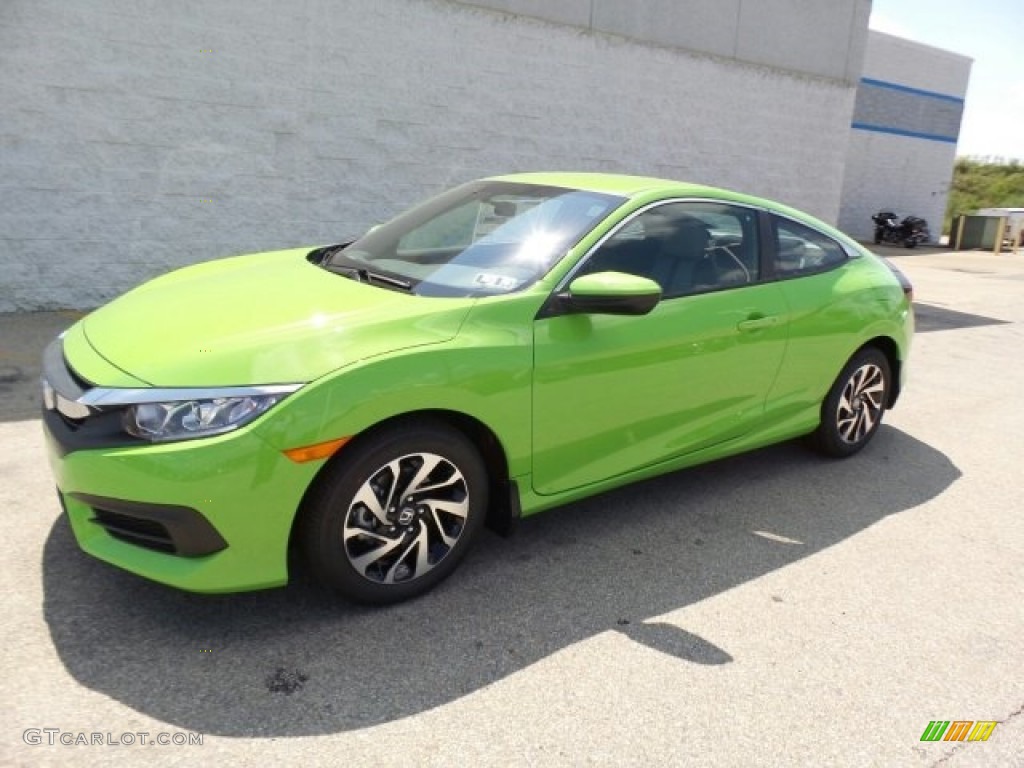 2017 Civic LX Coupe - Energy Green Pearl / Black/Gray photo #5