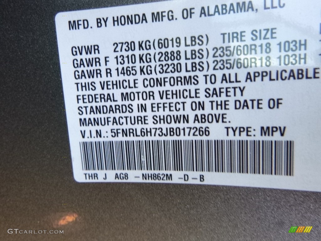 2018 Odyssey EX-L - Pacific Pewter Metallic / Mocha photo #12