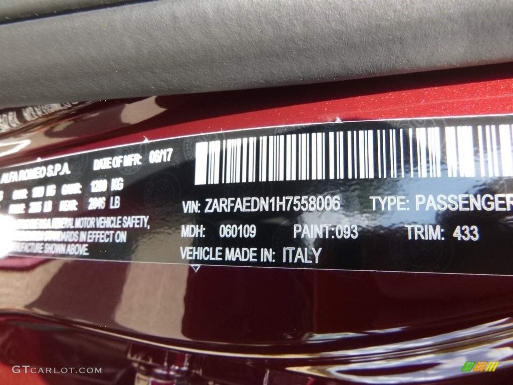 2017 Giulia Color Code 433 for Monza Red Metallic Photo #122018772