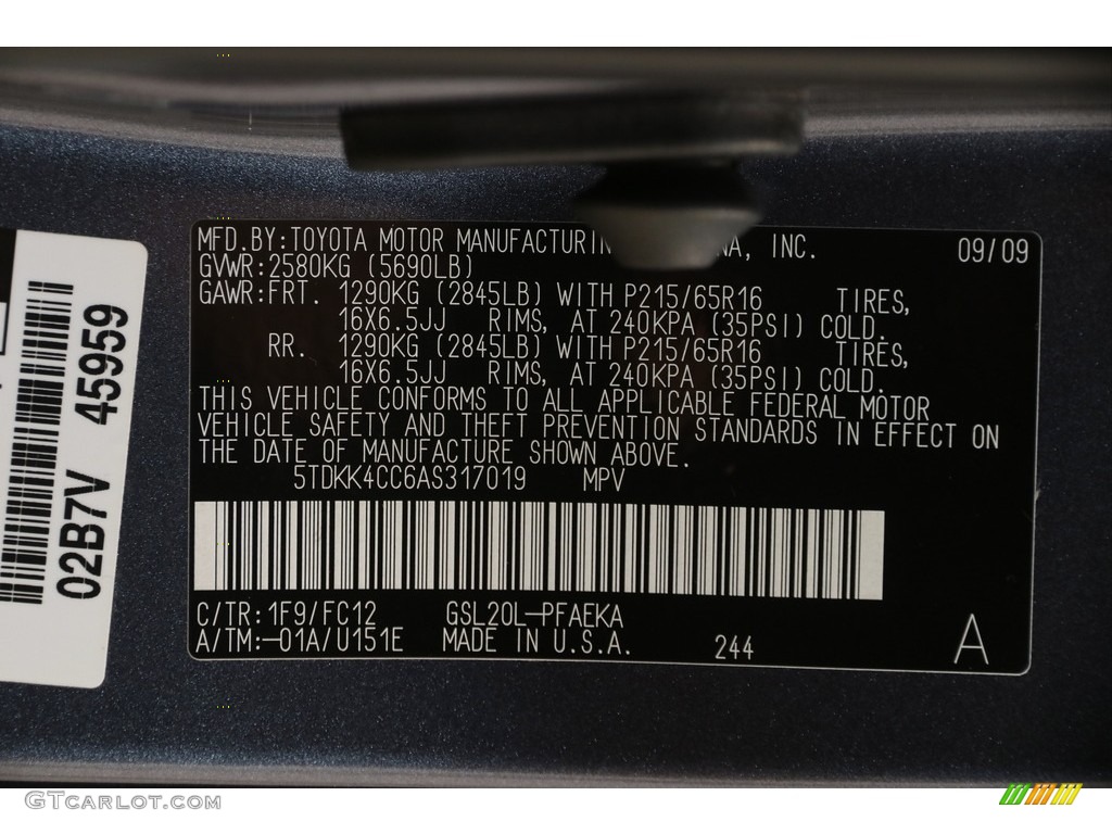 2010 Sienna LE - Slate Metallic / Stone photo #20
