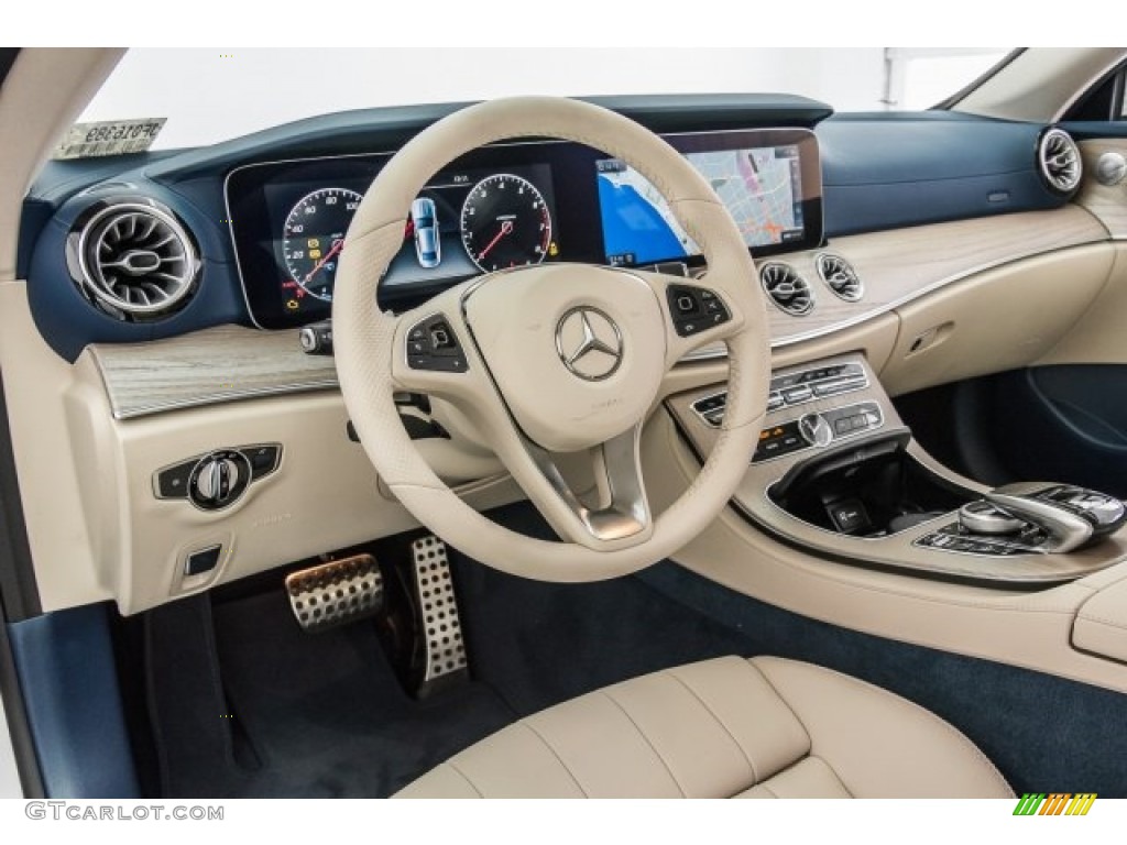 2018 Mercedes-Benz E 400 Coupe Macchiato Beige/Yacht Blue Dashboard Photo #122030750