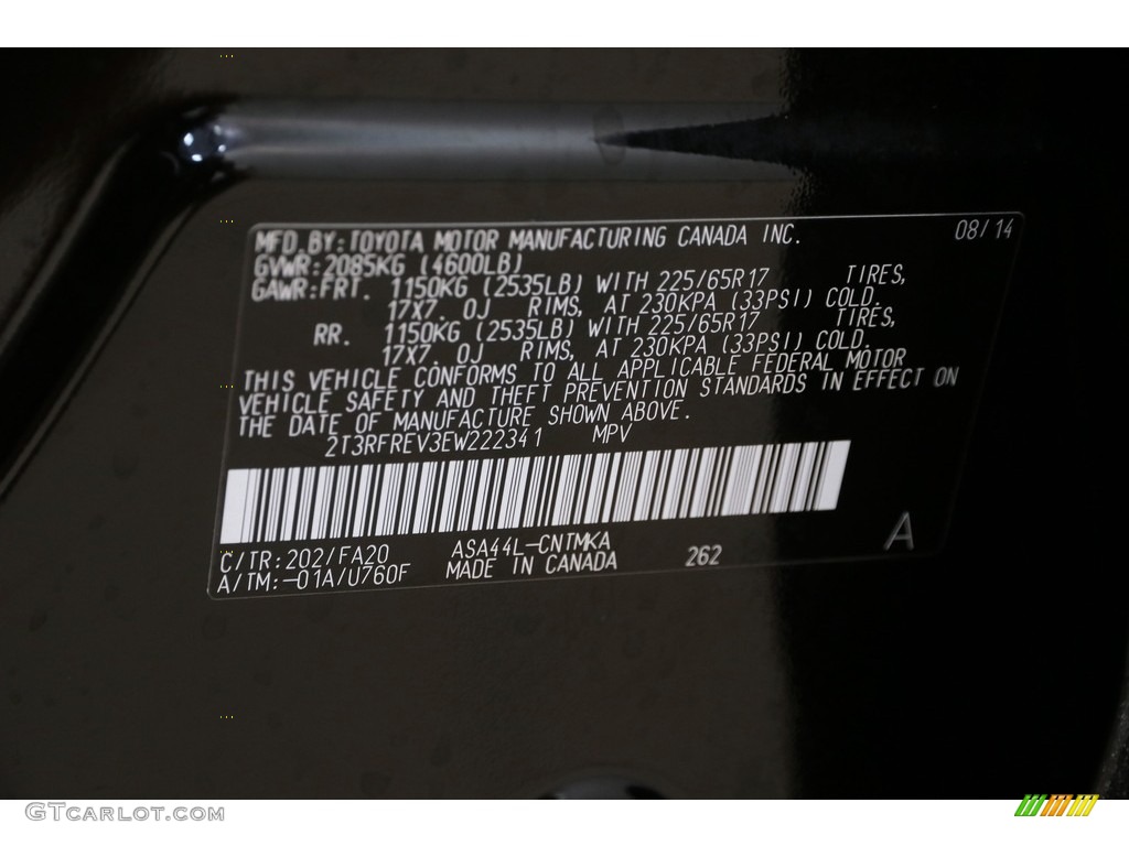 2014 RAV4 XLE AWD - Black / Black photo #18