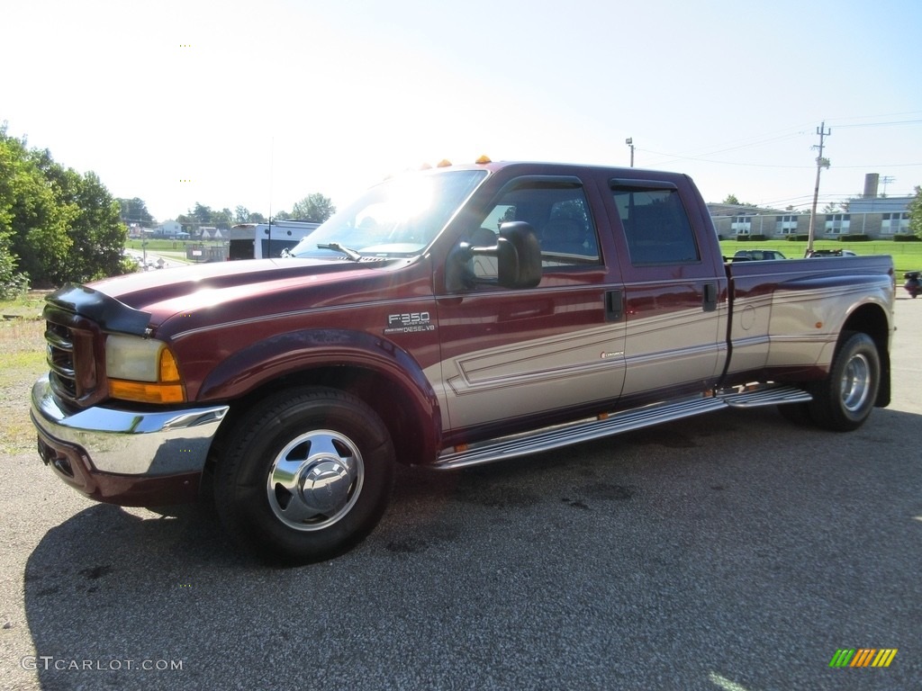 1999 F350 Super Duty XLT Crew Cab Dually - Dark Toreador Red Metallic / Medium Prairie Tan photo #1